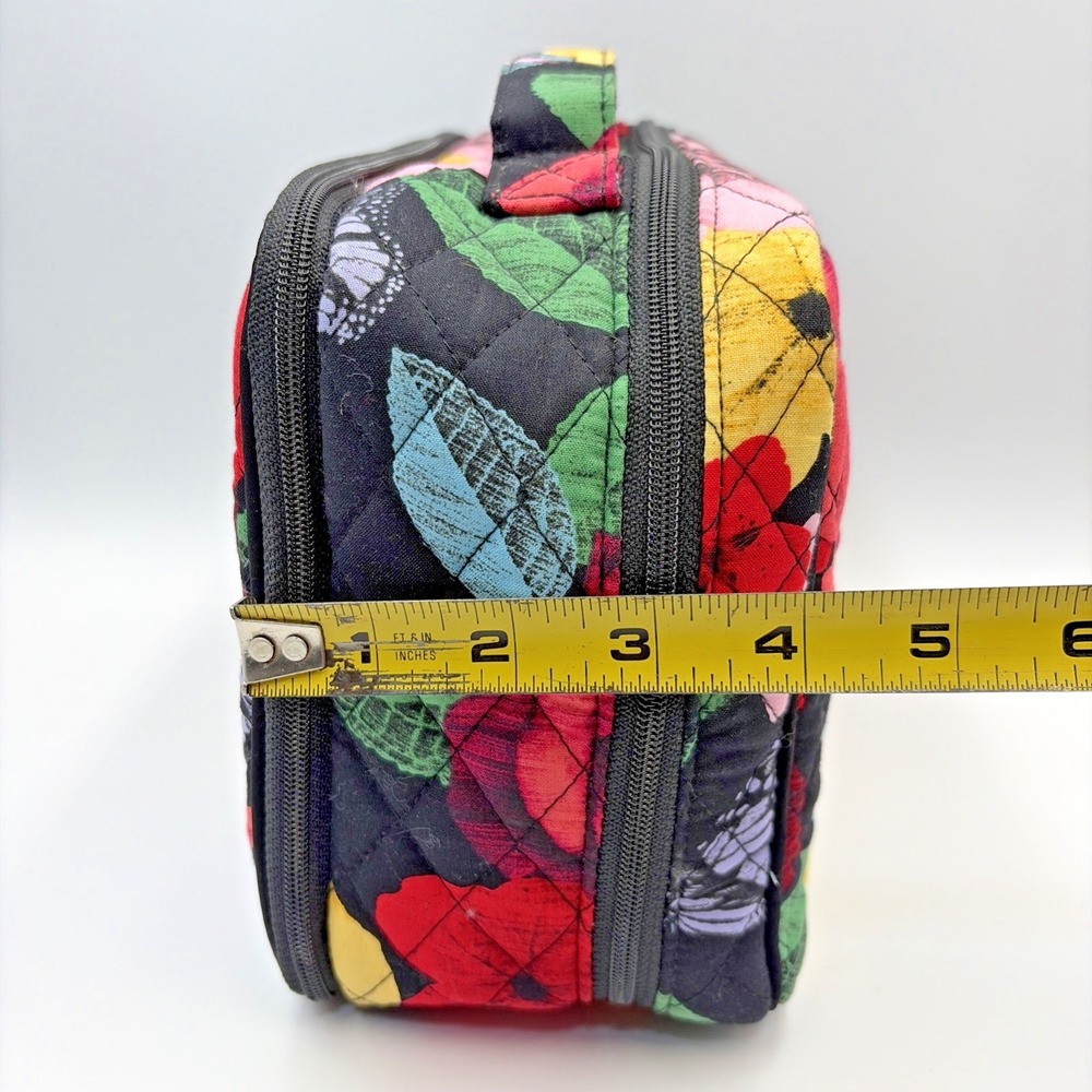 Vera Bradley Quilted Zip Top Brush Make Up Bag Havana Rose Black Floral Discont - Picture 12 of 12